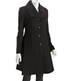 Nicole Miller black wool bow back button coat  
