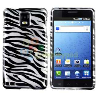 Black Zebra Silver Rubber Hard Coated Rubberized Case For Samsung 