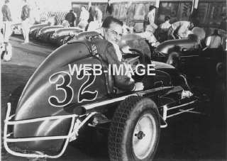 1949 MEL HANSON IN CHET MILLER MIDGET AUTO RACING PHOTO  