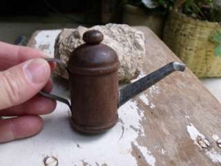   Miniature Primitive Antique Turned Wood & Tin Coffee Pot  