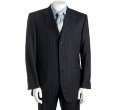 canali navy striped wool 3 button suit with flat front trousers