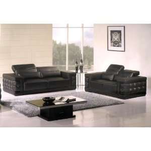  3pc Contemporary Modern Leather Sofa Set #AM 220 BK: Home 