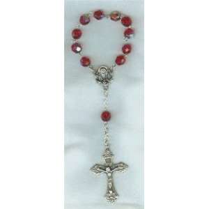  One Decade Rosary w 7mm Ruby Glass Beads Arts, Crafts 