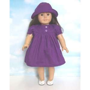  Royal Purple Dress and Hat. Fits 18 Dolls Like American 