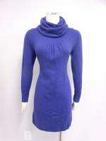   Luxury Cashmere Blend Womens Blue Turtle Neck Sweater Dress XS  