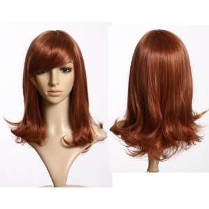   C841 45cm Middle Long Mild Wave Red Brown Daily Wig Toys & Games
