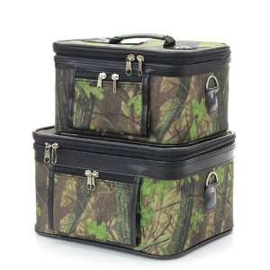  Tree Print Cosmetic Makeup Train Case Box   Set of Two 