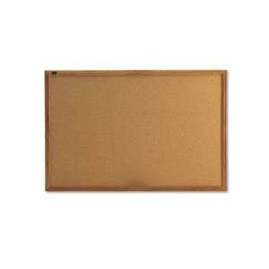  Quartet® Cork Bulletin Board with Oak Finish Frame