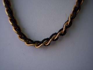   Vintage Estate 18 Designed GT Chain Twist Black Beads Necklace  