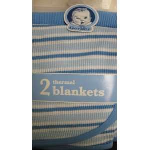  Gerber Thermal Blankets   Set of 2   Blue and Blue/grey 