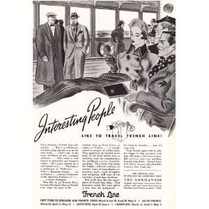  Print Ad 1935 French Line Interesting people like to 