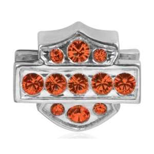  Pink Orange Crystal Bling Bar & Shield Ride Bead. HDD0009 Jewelry