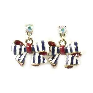 Betsey Johnson Jewelry Yacht Club Stripe Bow Earrings