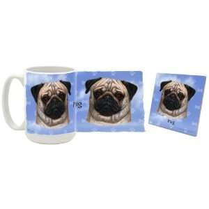 Pug Mug & Coaster Gift Box Combo   Dog/Puppy/Canine Edition Beverage 