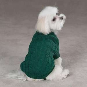   : Zack & Zoey Cable Knit Crew Neck Sweater TEACUP Green: Pet Supplies