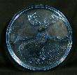 ART DECO WALTHER DEPRESSION FROSTED BLUE GLASS TRAY PLATTER REINDEER 
