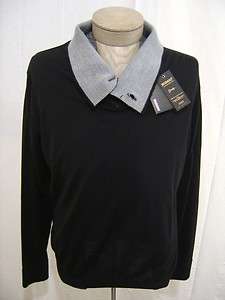 New Zegna Baruffa Italy 100% Wool L MURANO Mens Shawl Sweater Black 