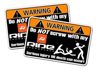 Funny RIDE Snowboard warning sticker decal Snow Ski  