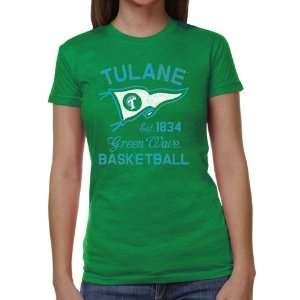 Tulane Green Wave Ladies Pennant Sport Juniors Tri Blend T Shirt 