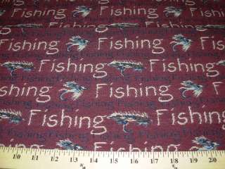 FISHING WORDS~TAPESTRY UPHOLSTERY FABRIC~  