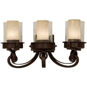   Newport 3 Light Bath, Satin Bronze Finish with Tea stained/Water Glass
