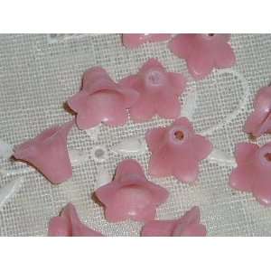  Vintage Plastic Pink Lily Flower Beads 9mm Arts, Crafts 