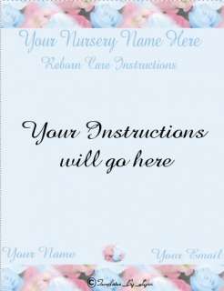 10 REBORN BABY CARE INSTRUCTION PAGE DRAFTS ASSORTED DESIGNS  