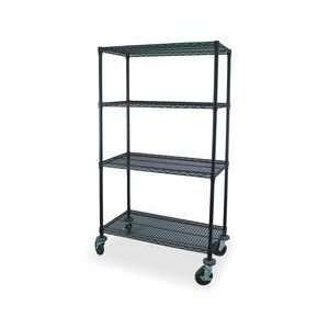  Storelogic 2HDN4 Wire Cart, 4 Shelf, 48x24x69, Black 