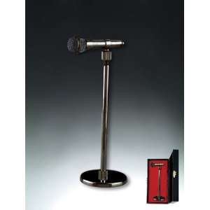  6.25 Black Microphone on Stand Miniature 