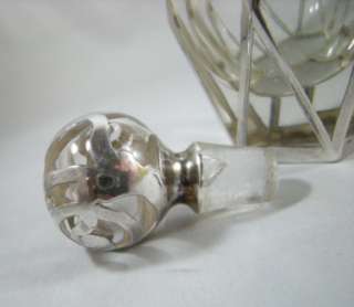 Antique Sterling Silver Overlay Art Deco Perfume Bottle  