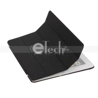   Magnetic Leather Smart Cover + Hard Back Case for iPad 2 Black  