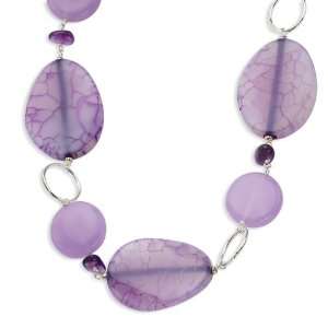   Sterling Silver Purple Stone/Lavender Jade/Amethyst Necklace Jewelry