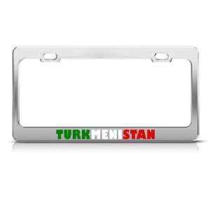 Turkmenistan Flag Country license plate frame Stainless Metal Tag 