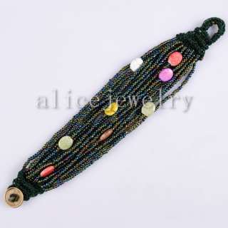Rainbow Gemstone Beads Bangle Bracelet GB275  