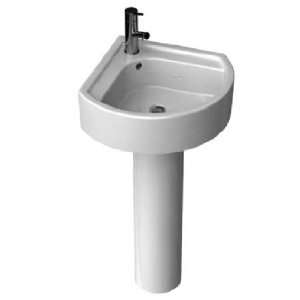   Solutions Solutions 22 Corner Pedestal Fire Clay Bathroom Sink w