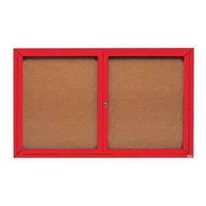   Enclosed Bulletin Board Red Powder Coat   60W X 36H: Office Products