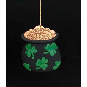  Pot Of Gold With Shamrocks Christmas Ornament #S3590: Home & Kitchen