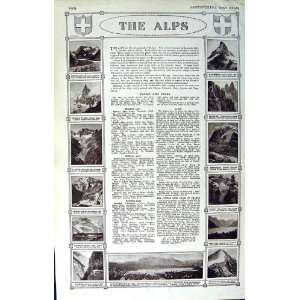  MAP ALPS MOUNTAINS 1922 MONT BLANC LAKE LUCERNE COMO: Home 