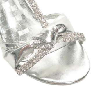   Heel Rhinestone Dress Sandals Silver special occassion shoes  