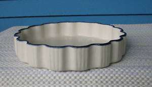 Shawnee Pottery White Dish With Blue Trim  