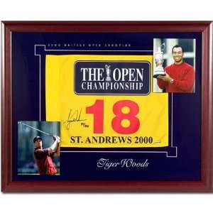  Tiger Woods Signed 2000 British Open Flag Framed UDA 