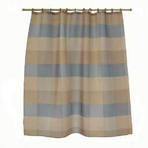 Blue and Brown Stripes: Printed Fabric Shower Curtain + Fabric Covered 