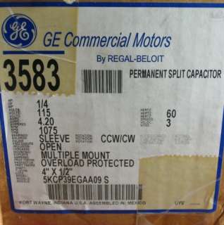 3583 GE 5KCP39EGAA09 S 1/4hp 115v Electric Motor  