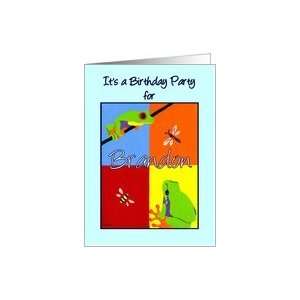  Birthday party invitation for Brandon   Colorful frogs bee 