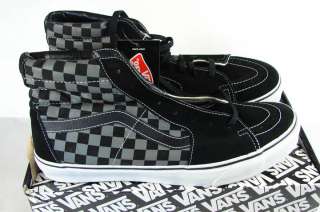 OLD SCHOOL VANS SIZE 13 CHECKERED CHECKERBOARD HIGH HI TOP SHOES BLACK 