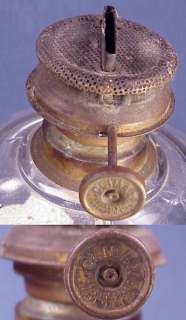 ANTIQUE   CLIMAX PRESSED GLASS EAPG OIL LAMP with BRASS BURNER   