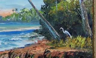 Original Oil Painting,TROPICAL SEASCAPE, Beach, Palette knife Art 