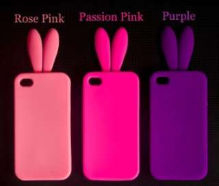 Passion Pink Bunny Rabbit Ears iPhone 4 Silicone Phone Case Skin Cover 