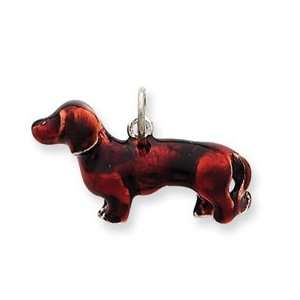   Designer Jewelry Gift Sterling Silver Enameled Dachsund Charm: Jewelry