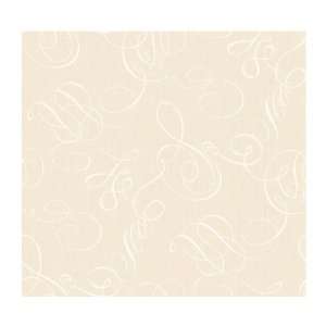   Filigree Squiggles With Linen Background Wallpaper, Bisque/White